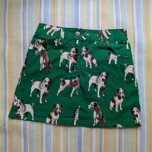 ⭐ Mini Boden Green Jack Russell terrier dog print skirt size 11-12